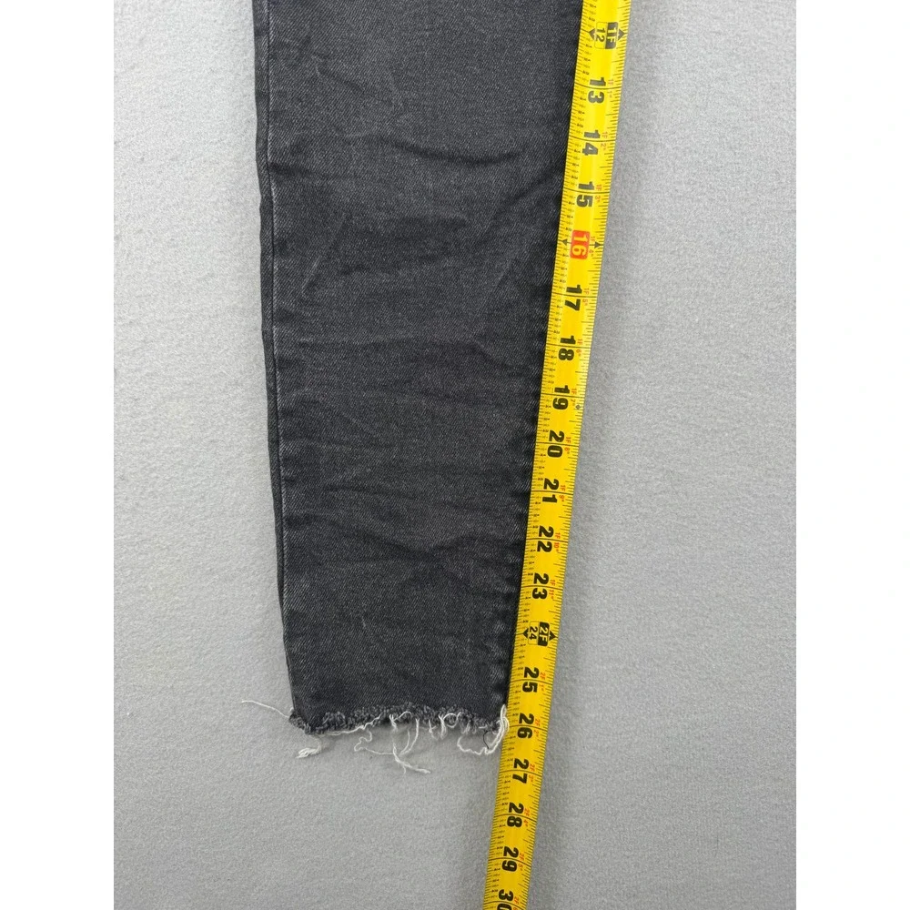 Levis Wedgie Skinny High Rise Black Jeans Raw Hem Button Fly Womens 27 (27x26)